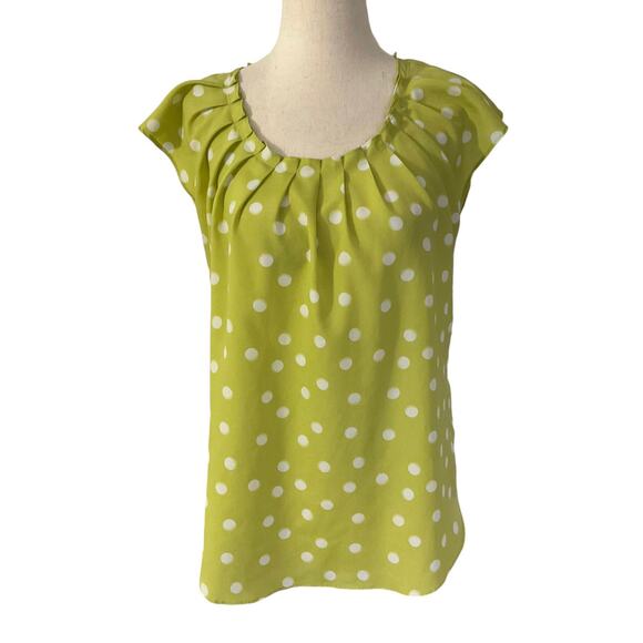 LC Lauren Conrad Green Polka Dot Back Tie Bow Shirt Women Top Size Small | 57-49 - Picture 1 of 6